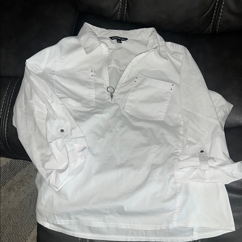 Zac & Rachel White Blouse Classic Long-Sleeve Top
